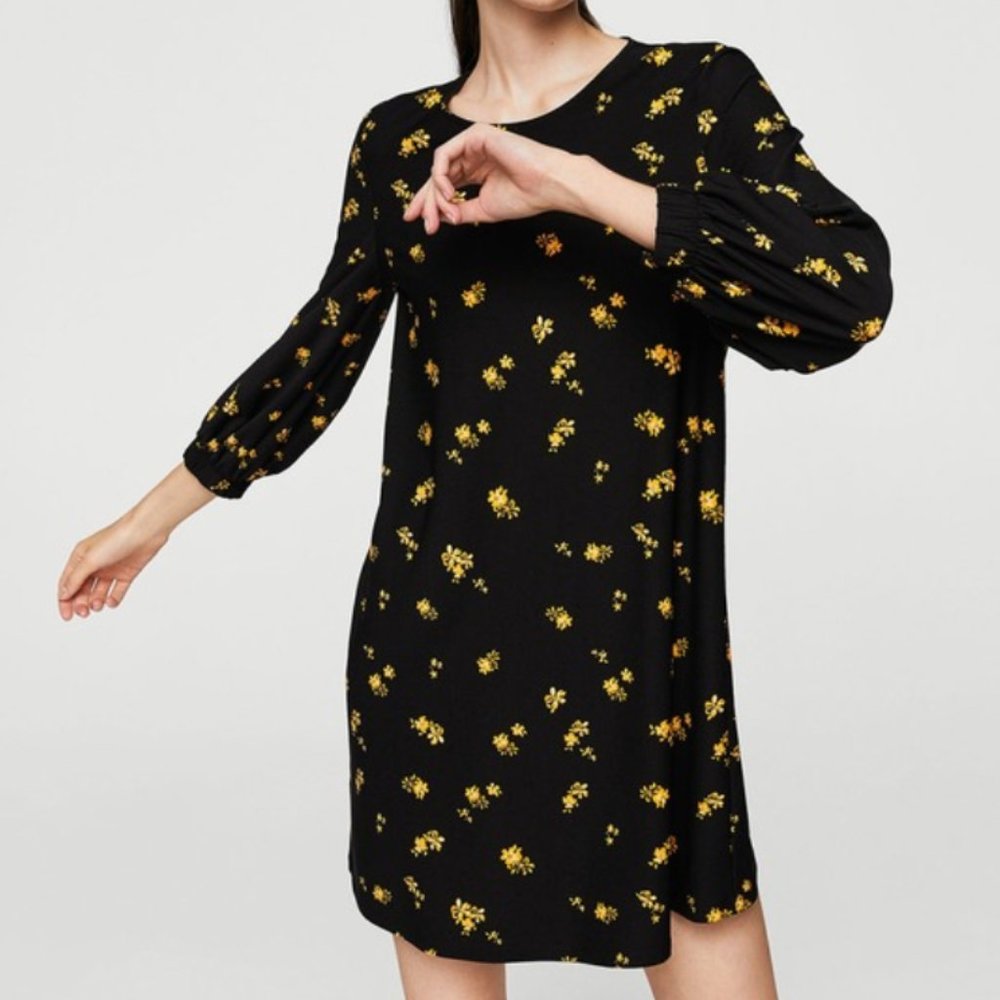 Mango Black & Yellow Shift Dress